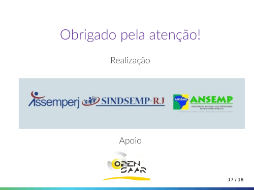 Ein Dank auf portugiesisch. Selbst die FSFE nutzte den Opensaar Service mit BigBlueButton.